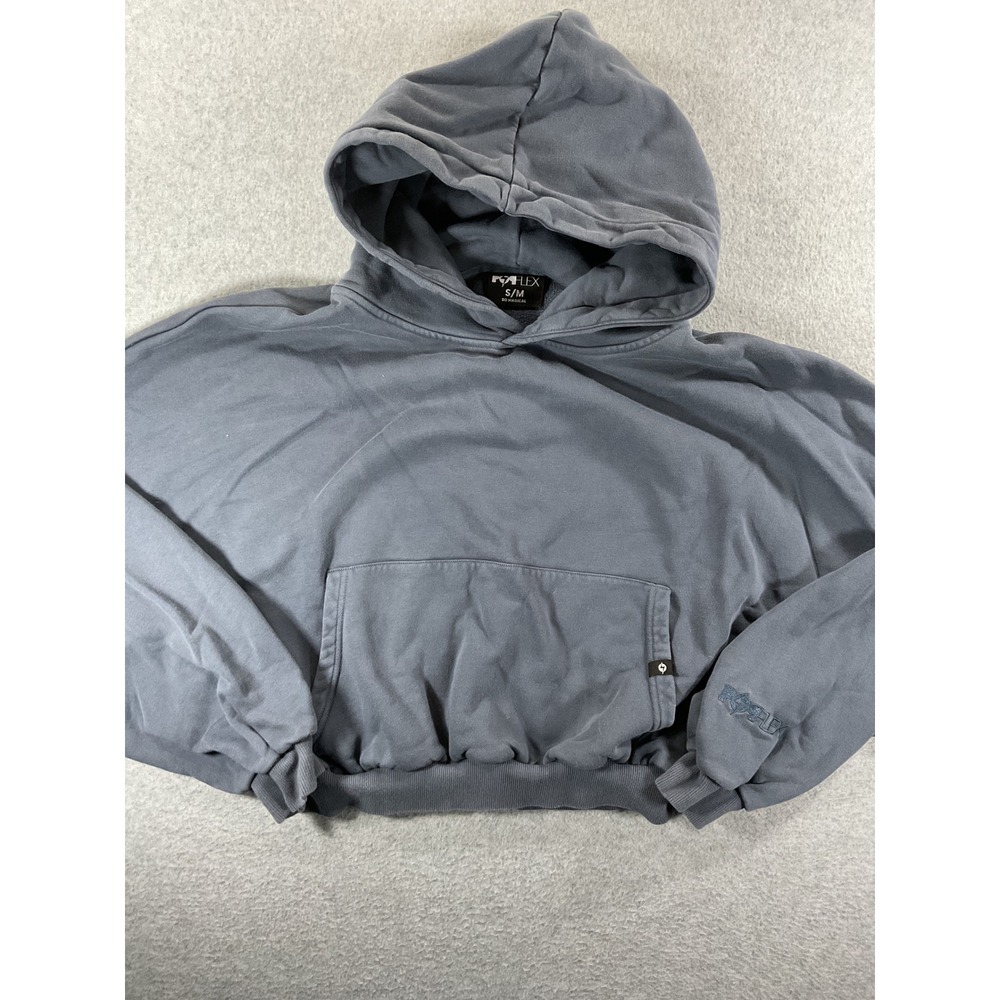 POPFLEX‎ So Magical Cropped Hoodie Grey Blue Oversized Sweatshirt Womens SM 1343
